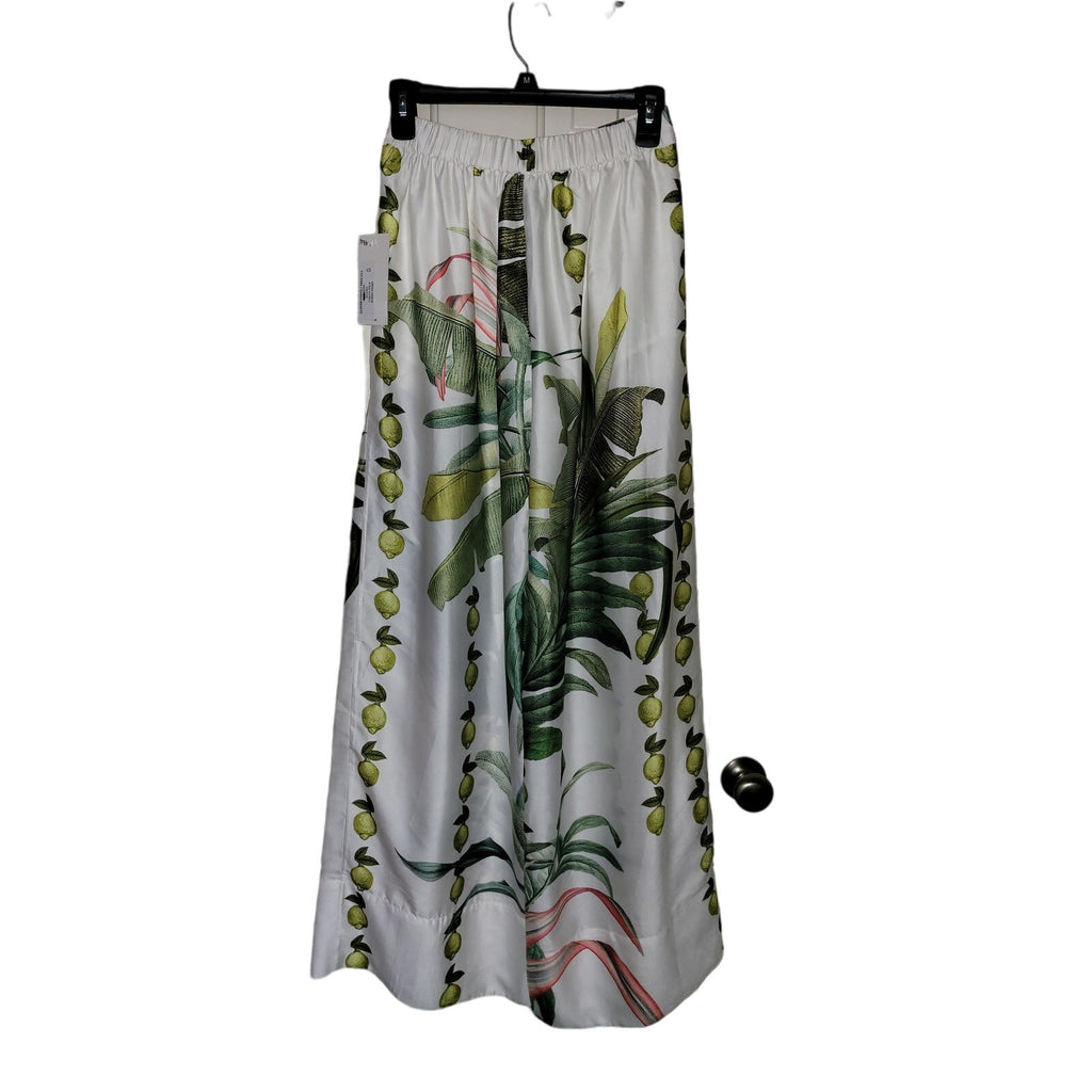 New WHIM NEW YORK Clover Satin Pants $204 SMALL Nimbu Botanical Print