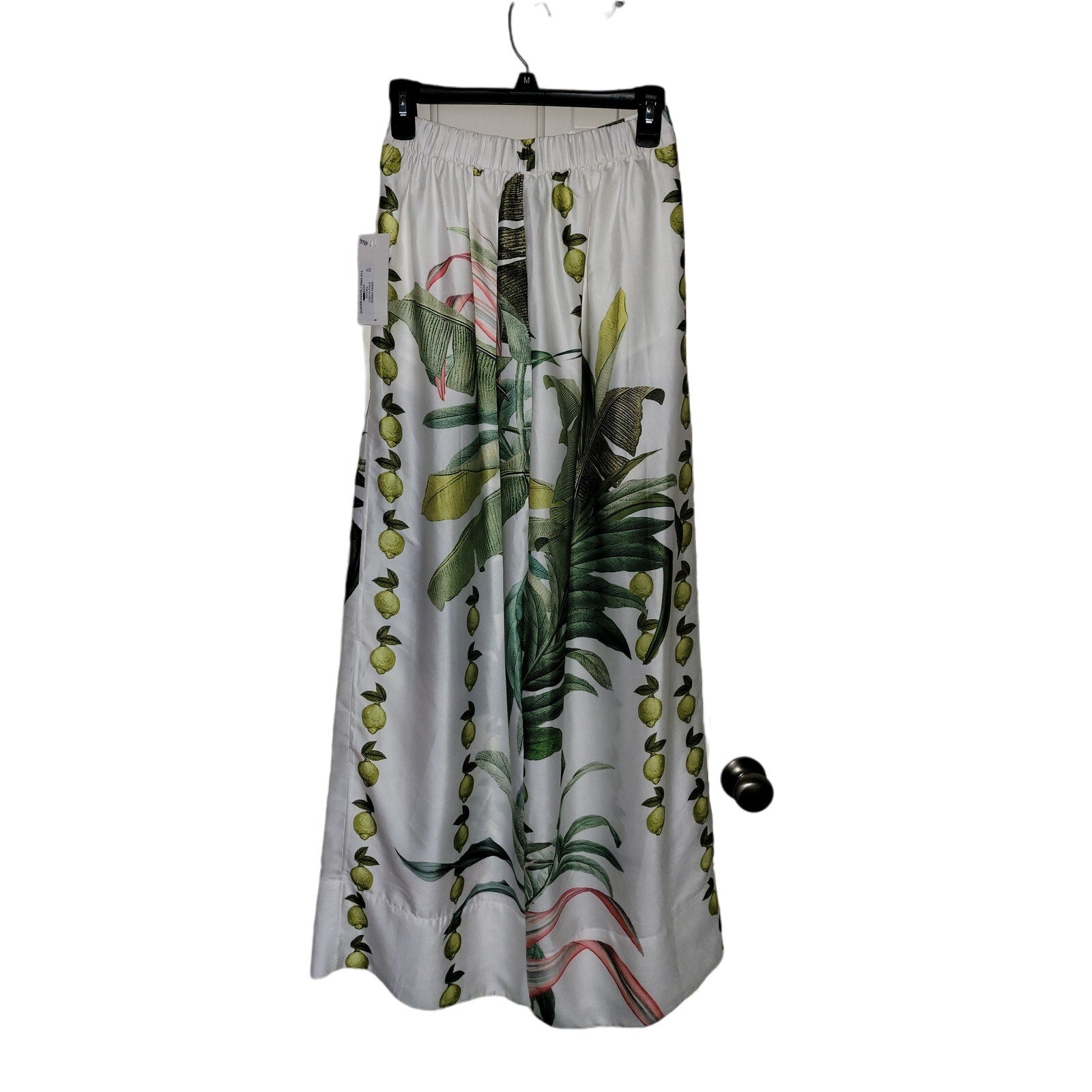 New WHIM NEW YORK Clover Satin Pants $204 SMALL Nimbu Botanical Print