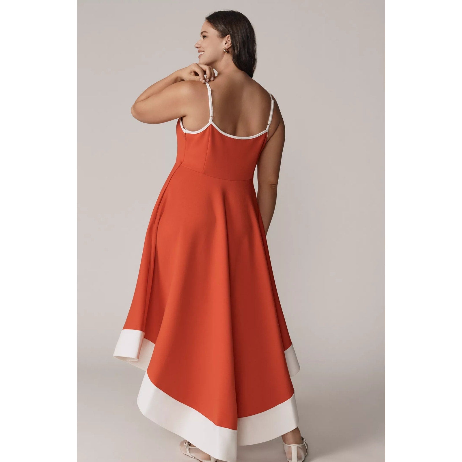 Anthropologie Maeve Colorblock A-Line Midi Dress Small Petite Red Anthropologie