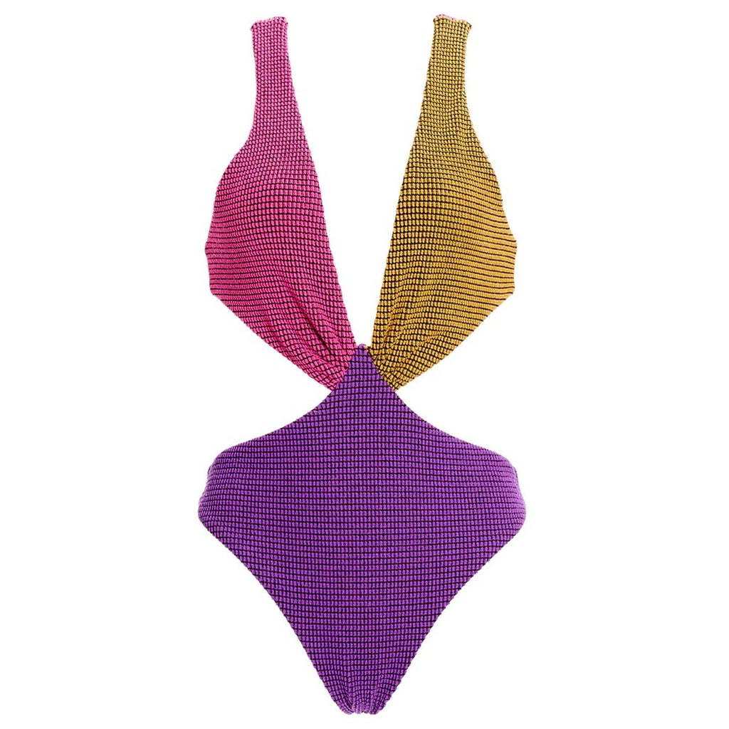 New Free People Agua Bendita Malibu Colorblock One-Piece $200 MEDIUM Textured