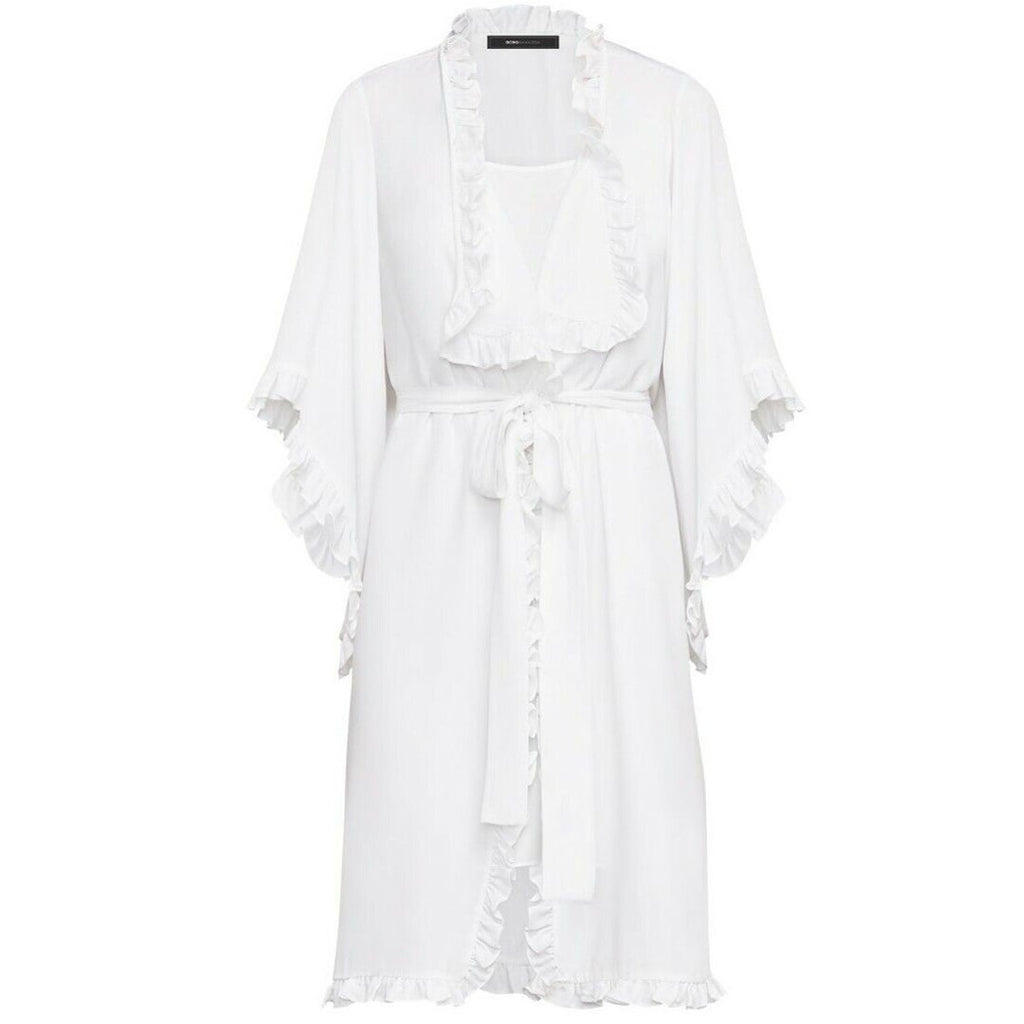 BCBG MAX AZRIA Denisa Woven Cocktail Ruffled Mini Dress WHITE XXS BCBGMAXAZRIA