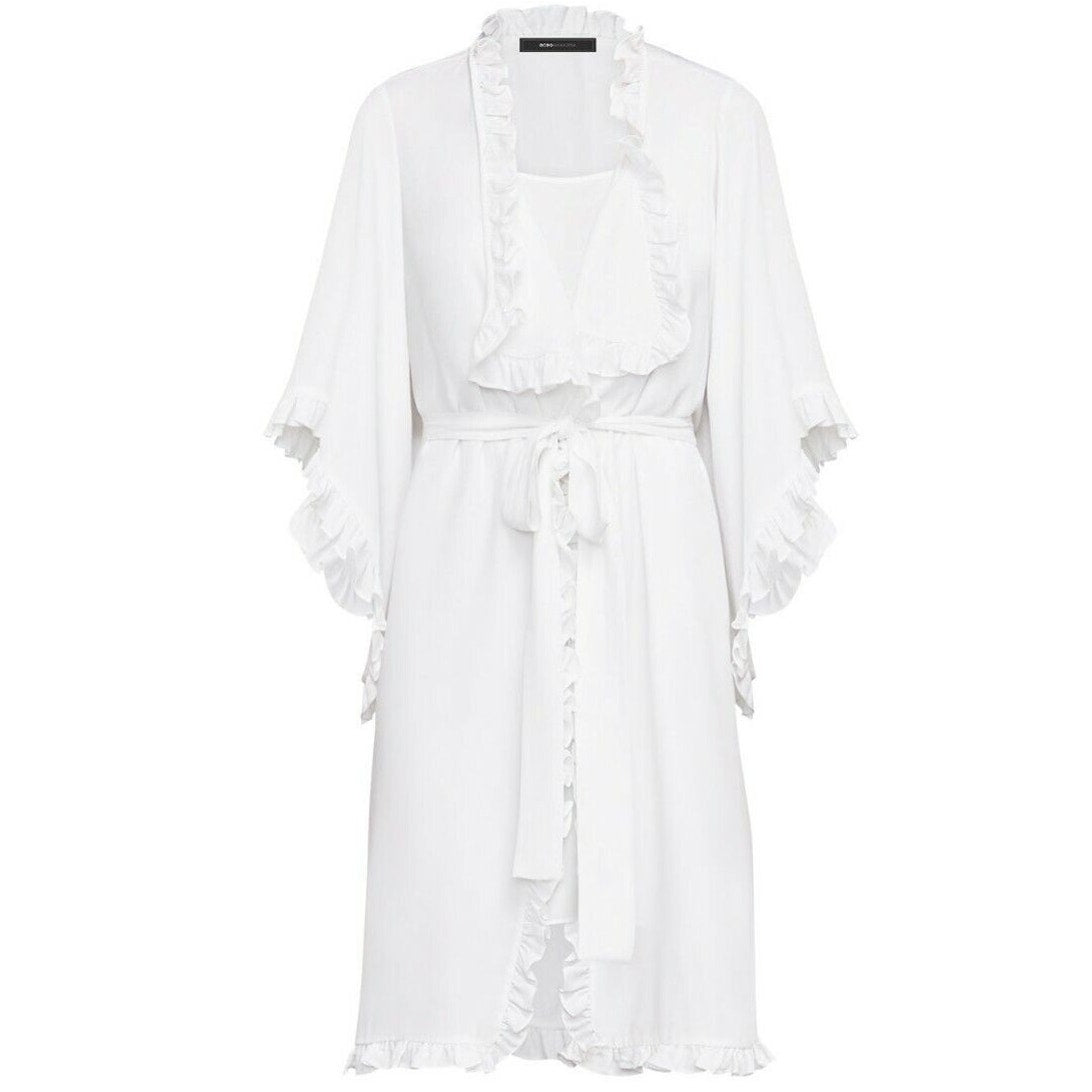 BCBG MAX AZRIA Denisa Woven Cocktail Ruffled Mini Dress WHITE XXS BCBGMAXAZRIA