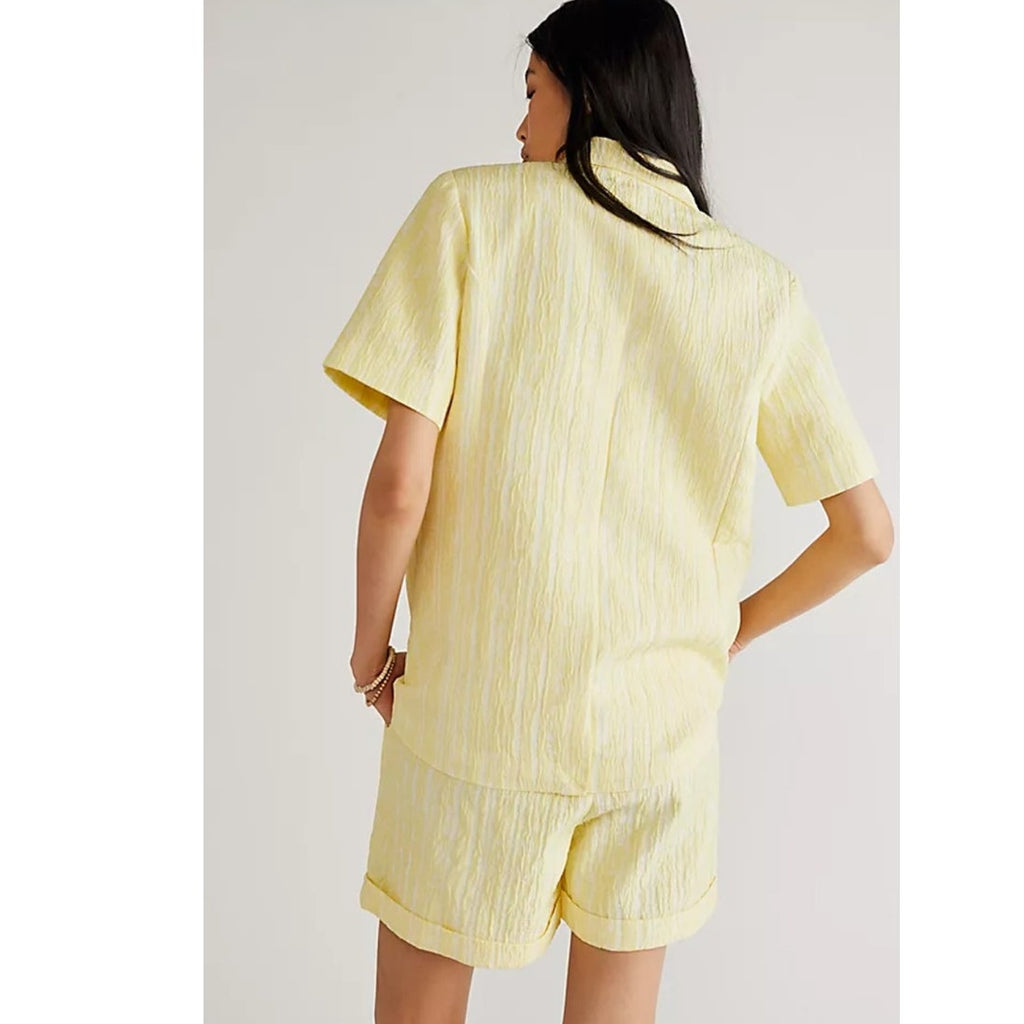 New Free People x Cras Sadie Blazer Suit and Shorts Set $438 SIZE 34 US 4 Yellow