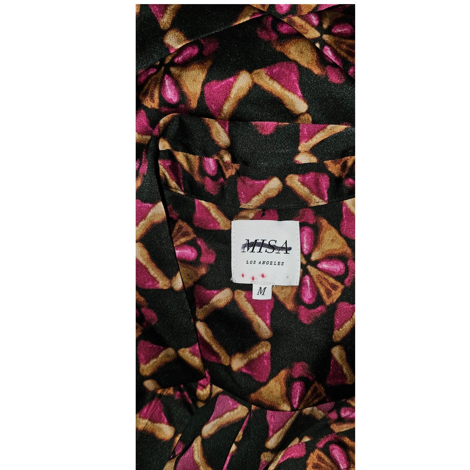 New Anthropologie x MISA Long-Sleeve Geo Wrap Dress $435 MEDIUM Midi Black