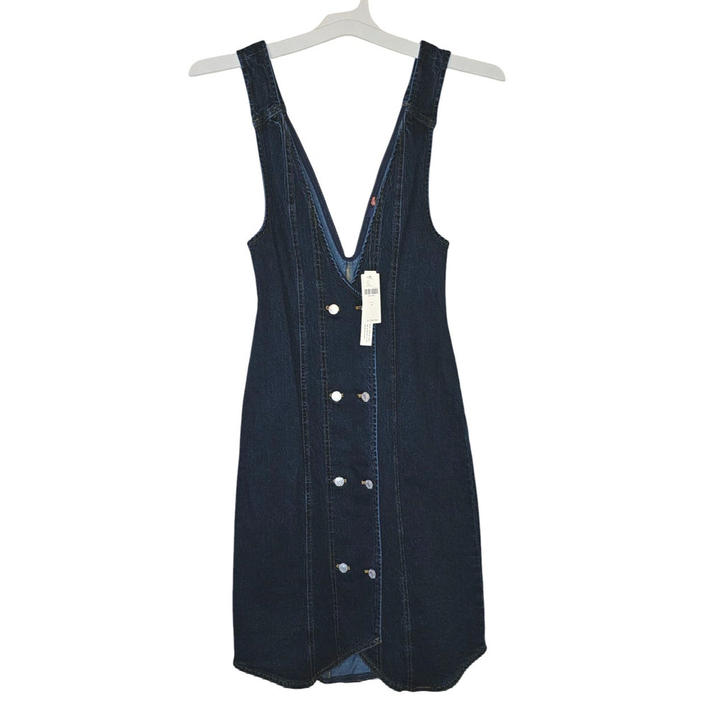 Nwt Anthropologie Pilcro Vest Mini Dress $180 SIZE 0 Dark Denim Button Front