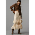 Anthropologie Mare Mare Lace Tiered Midi Skirt $258 X-SMALL Tan BOHO CHIC
