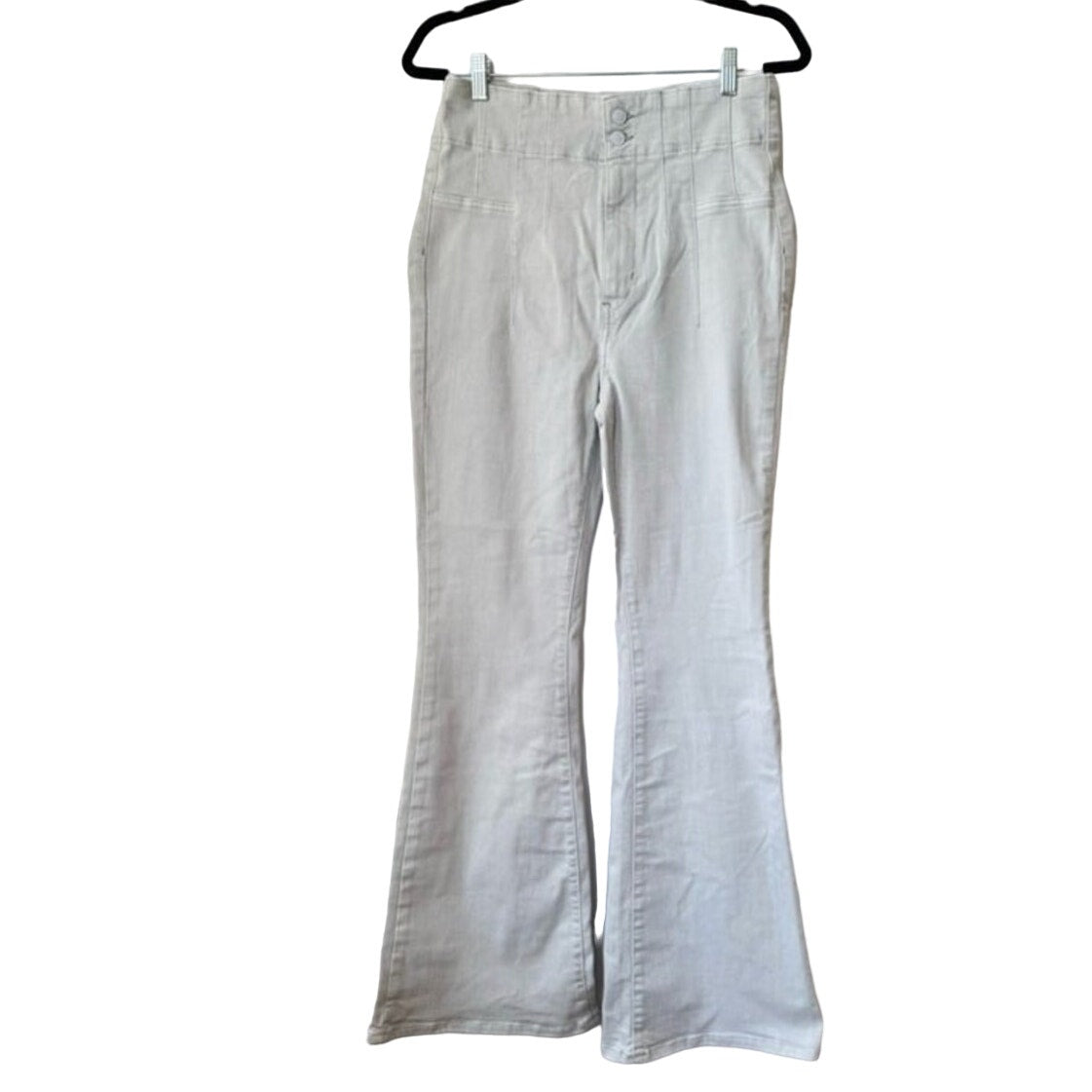 New Free People We The Free Jayde Flare Jeans $98 SIZE 32 Light Gray