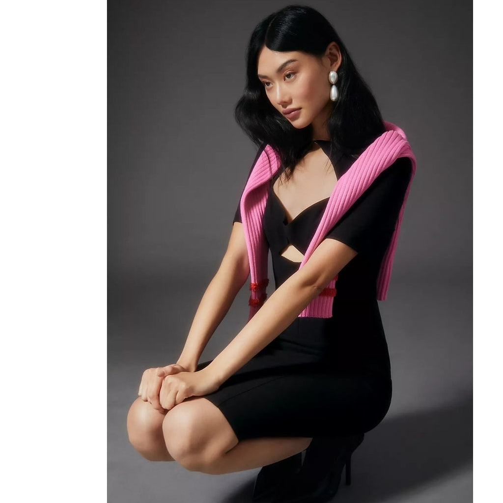New Anthropologie Black Halo Sweetheart Cutout Dress $390 SIZE 12 Black