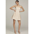 Anthropologie Lace Basque-Waist Mini Dress SZ 14P Tan Anthropologie