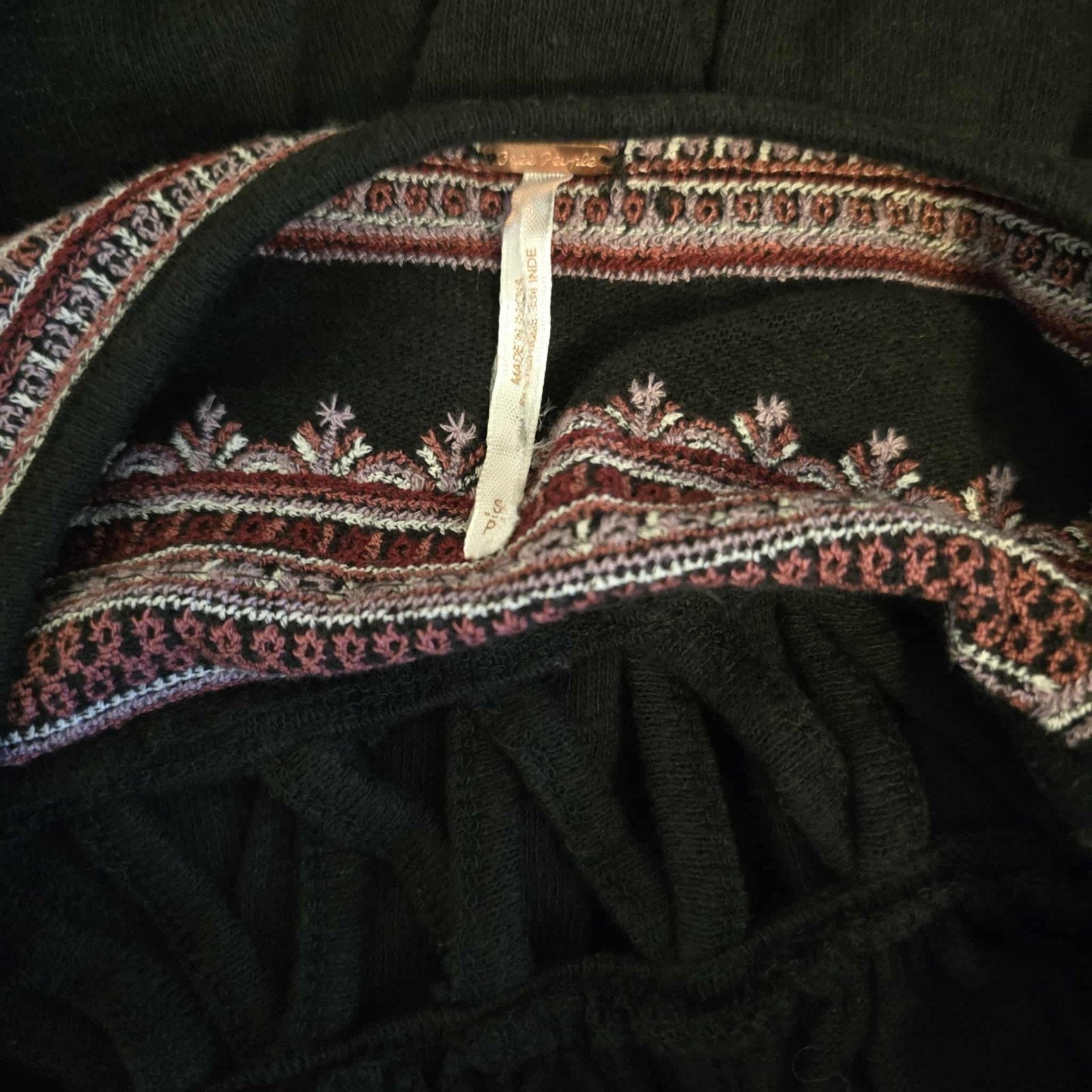 New Free People Snow Kisses Embroidered Long Sleeve Blouse $128 Small Black Boho