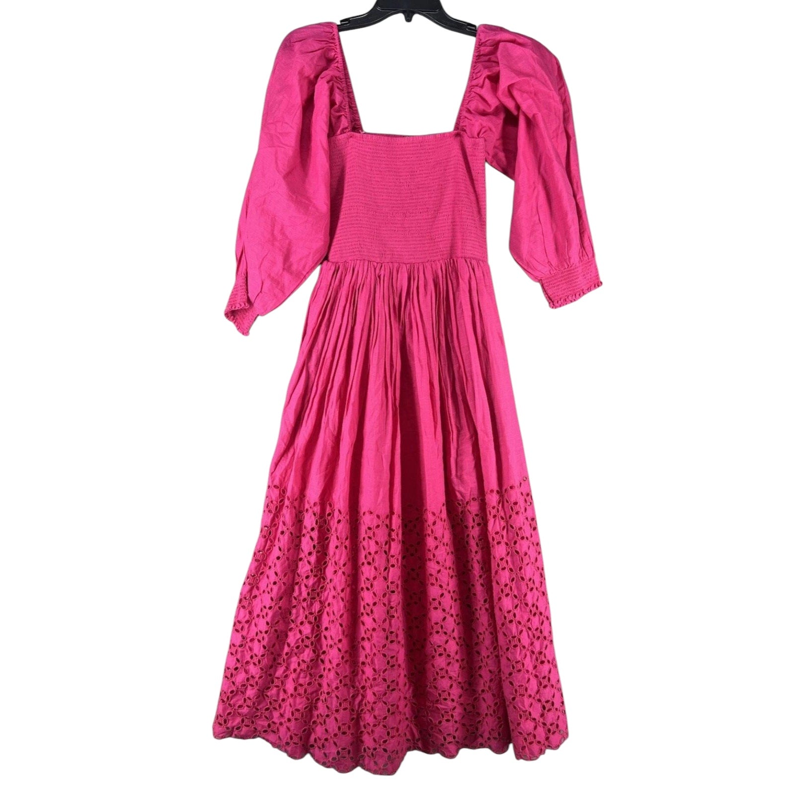 New FREE PEOPLE Perfect Storm Boho Midi Dress  $168 X-SMALL Pink Smocked