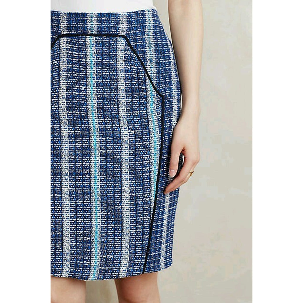 NEW Anthropologie x Eva Franco Embarcadero Pencil Skirt $148.00 Sz 6 Blue Stripe