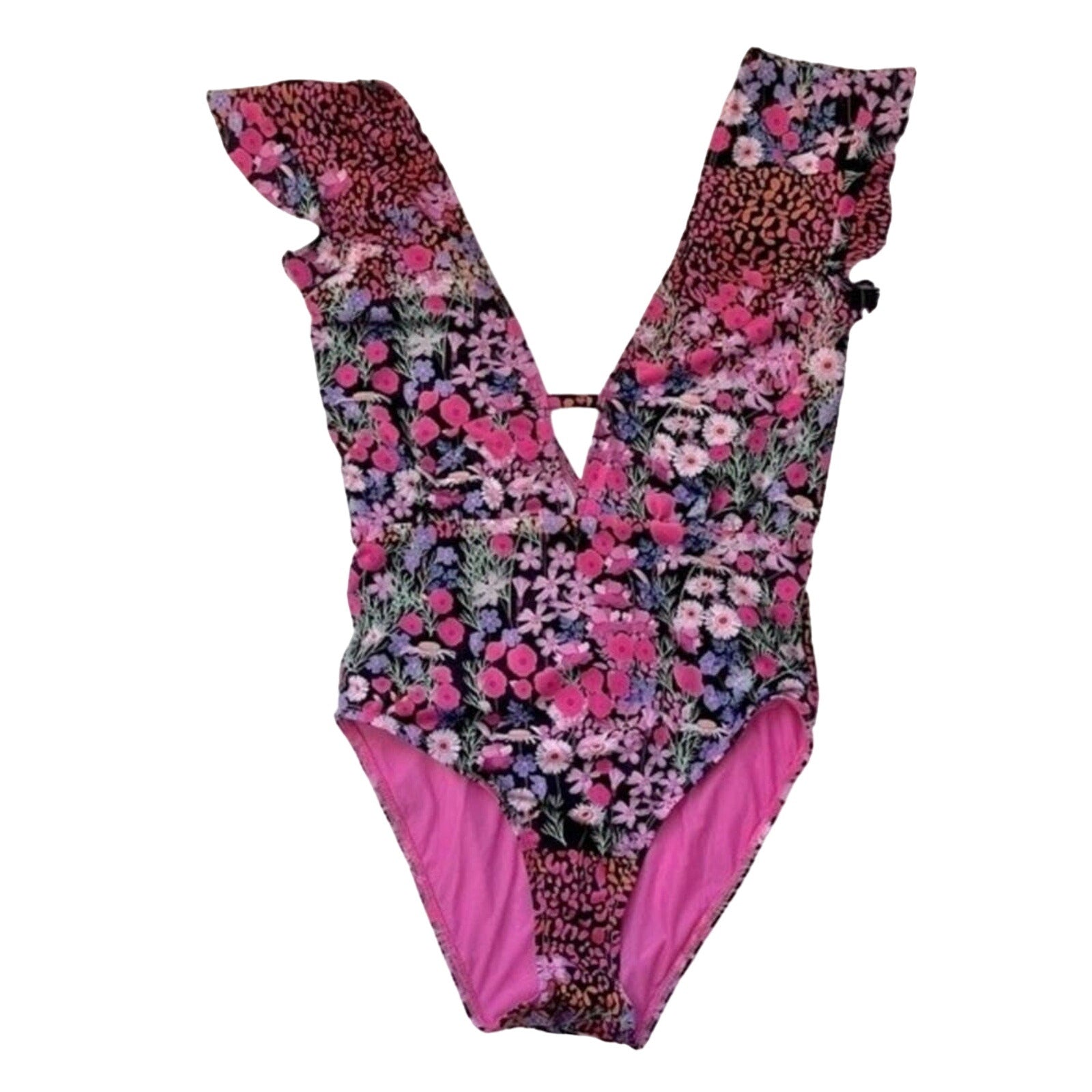 Free People BETH RICHARDS Sophia One Piece Swimsuit SMALL Black Garden Free People