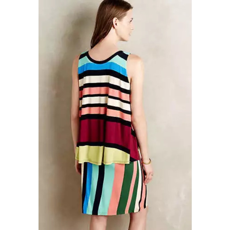 New Anthropologie x Maeve Layered Davina Striped Mini Dress $128 Size Small
