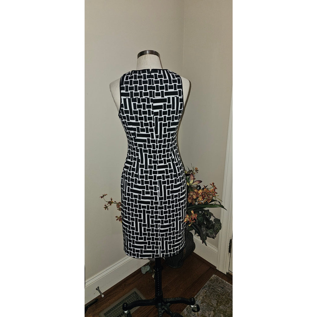 TIBI Patchwork Square Knit Mini Dress SIZE 6 Black & White Tibi