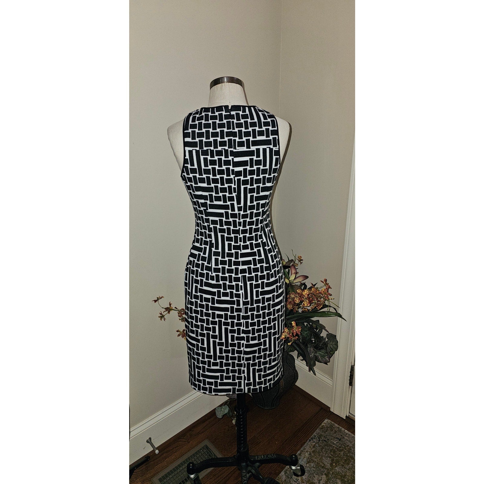 TIBI Patchwork Square Knit Mini Dress SIZE 6 Black & White Tibi