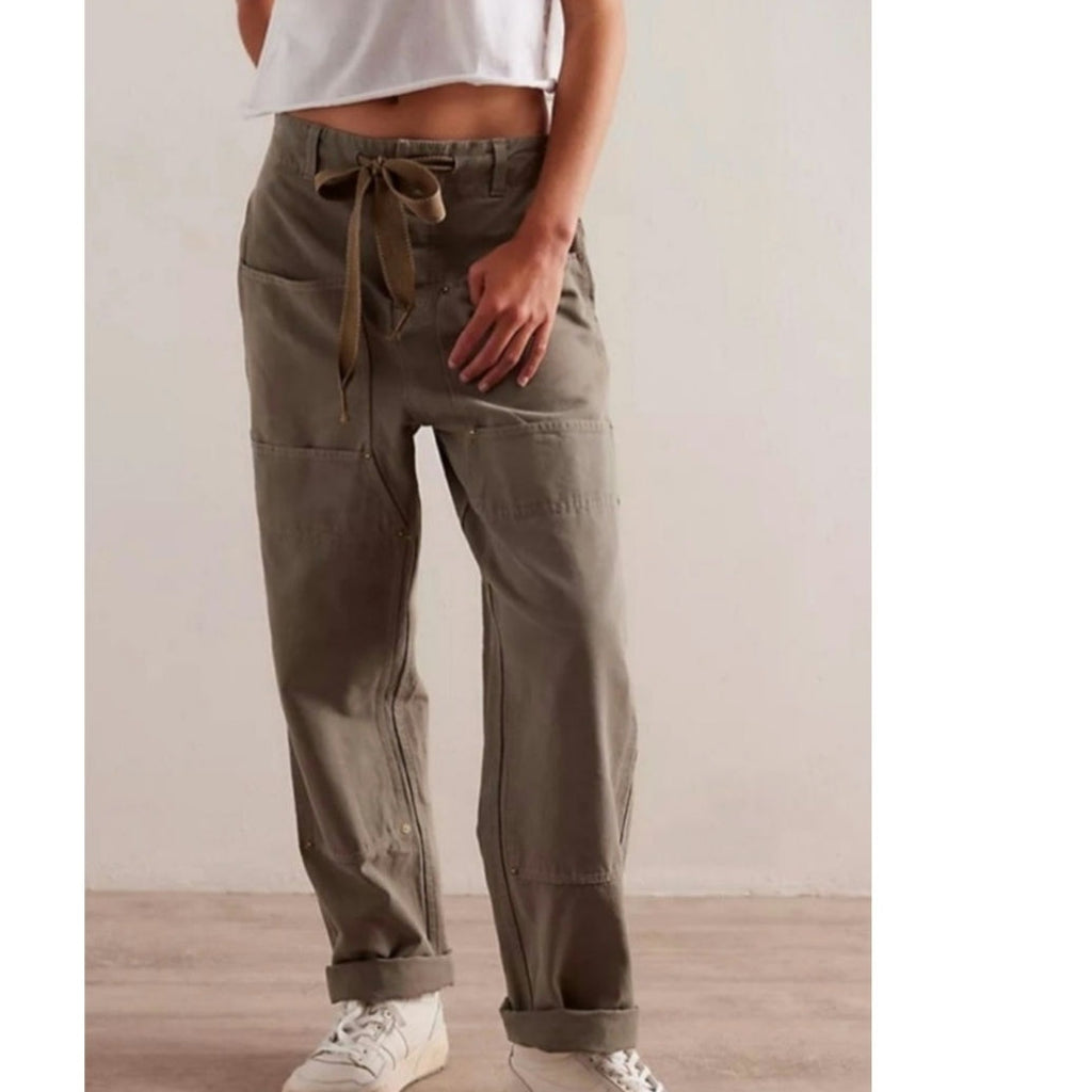 New FREE PEOPLE We The Free Hayden Carpenter Pull-On Pants $148 SMALL Army