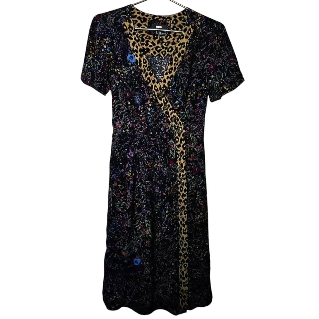 New ANTHROPOLOGIE by Maeve Morgan Dress $148 SIZE 2 Black Floral Motif