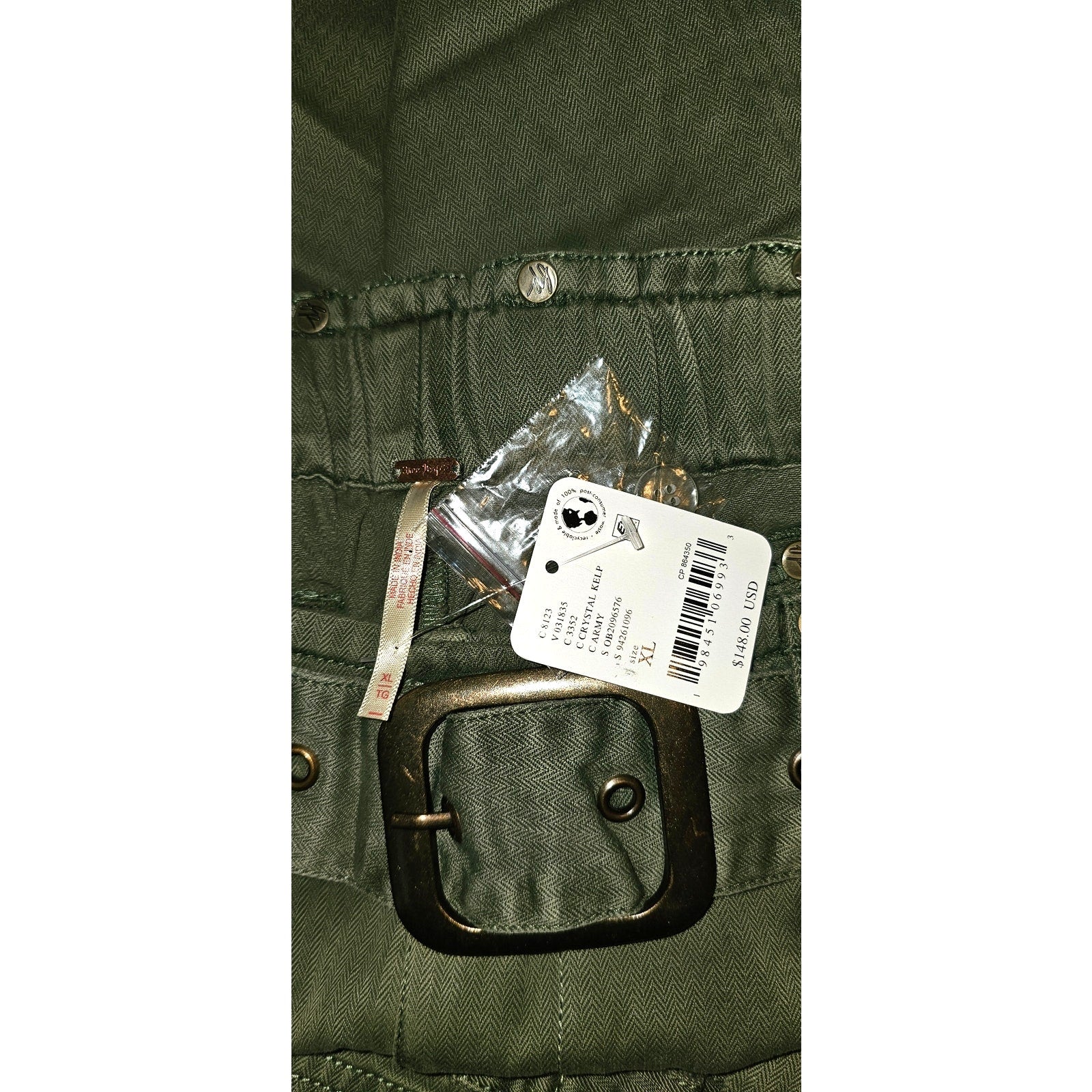 New FREE PEOPLE We The Free Sloane Belted Pants $148 X-LARGE Western Inspired