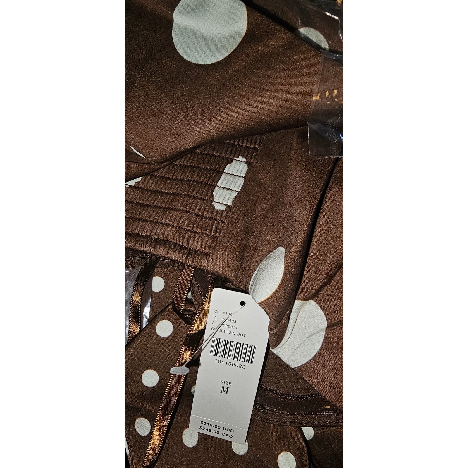 Anthropologie Hutch Strapless Bow Slim Mini Dress Medium Brown Dot Anthropologie