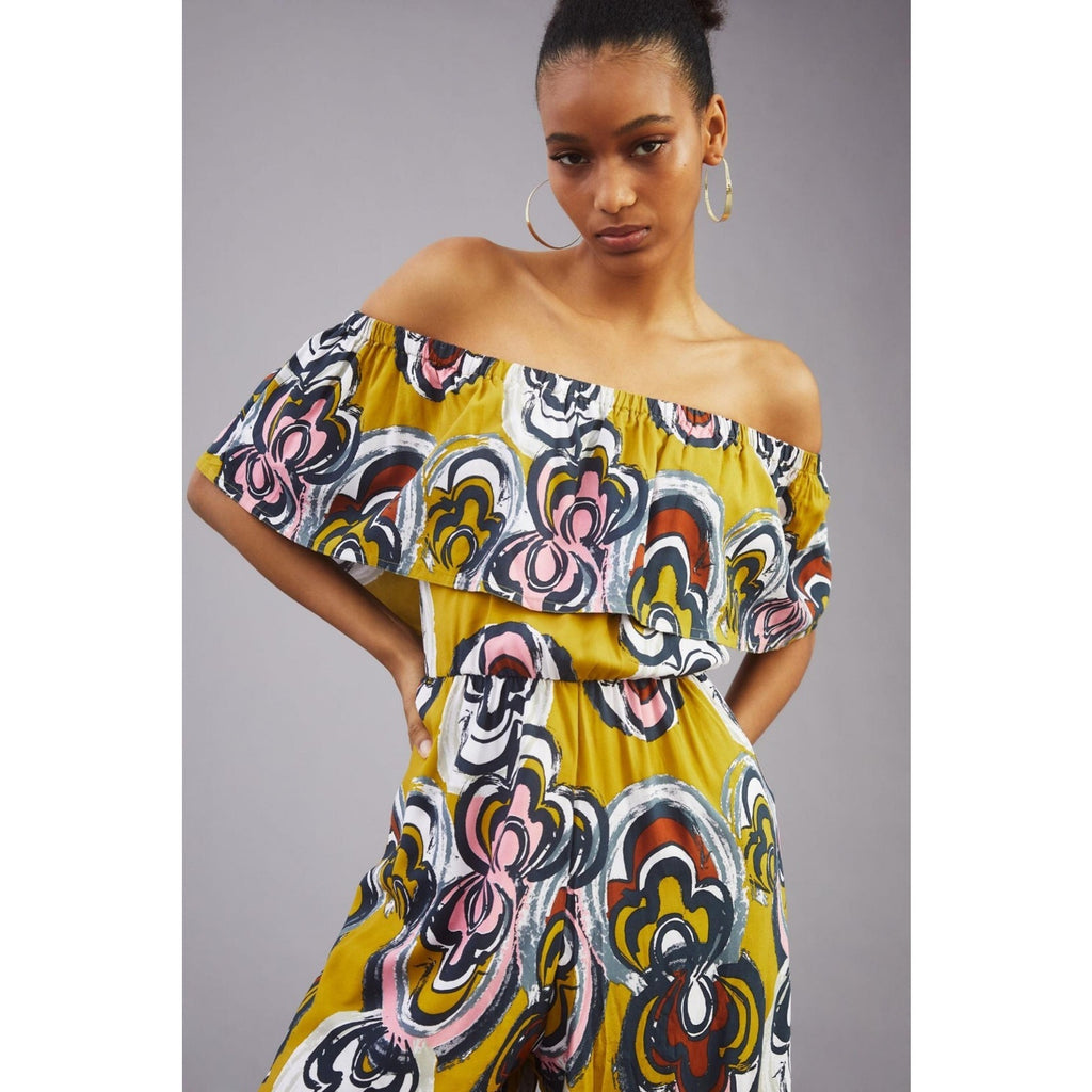 New Anthropologie Bel Kazan Lily Wide-Leg Jumpsuit $180 Size Small Abstract
