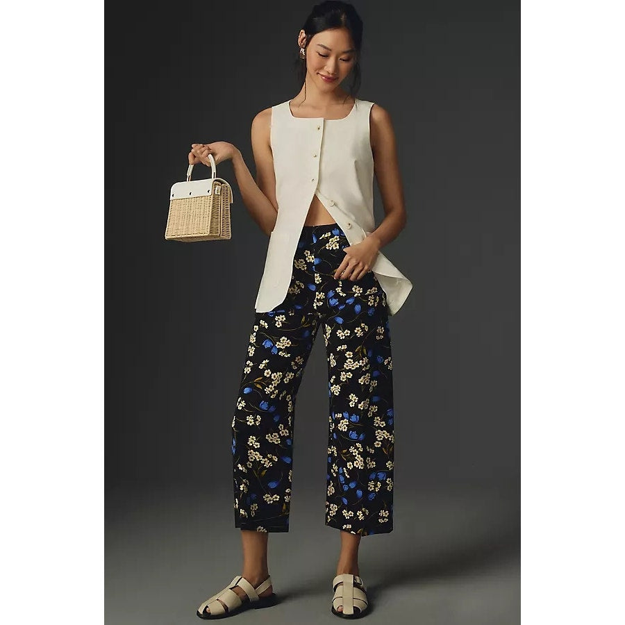 Anthropologie Maeve Colette Ponte Crop Wide-leg Pants