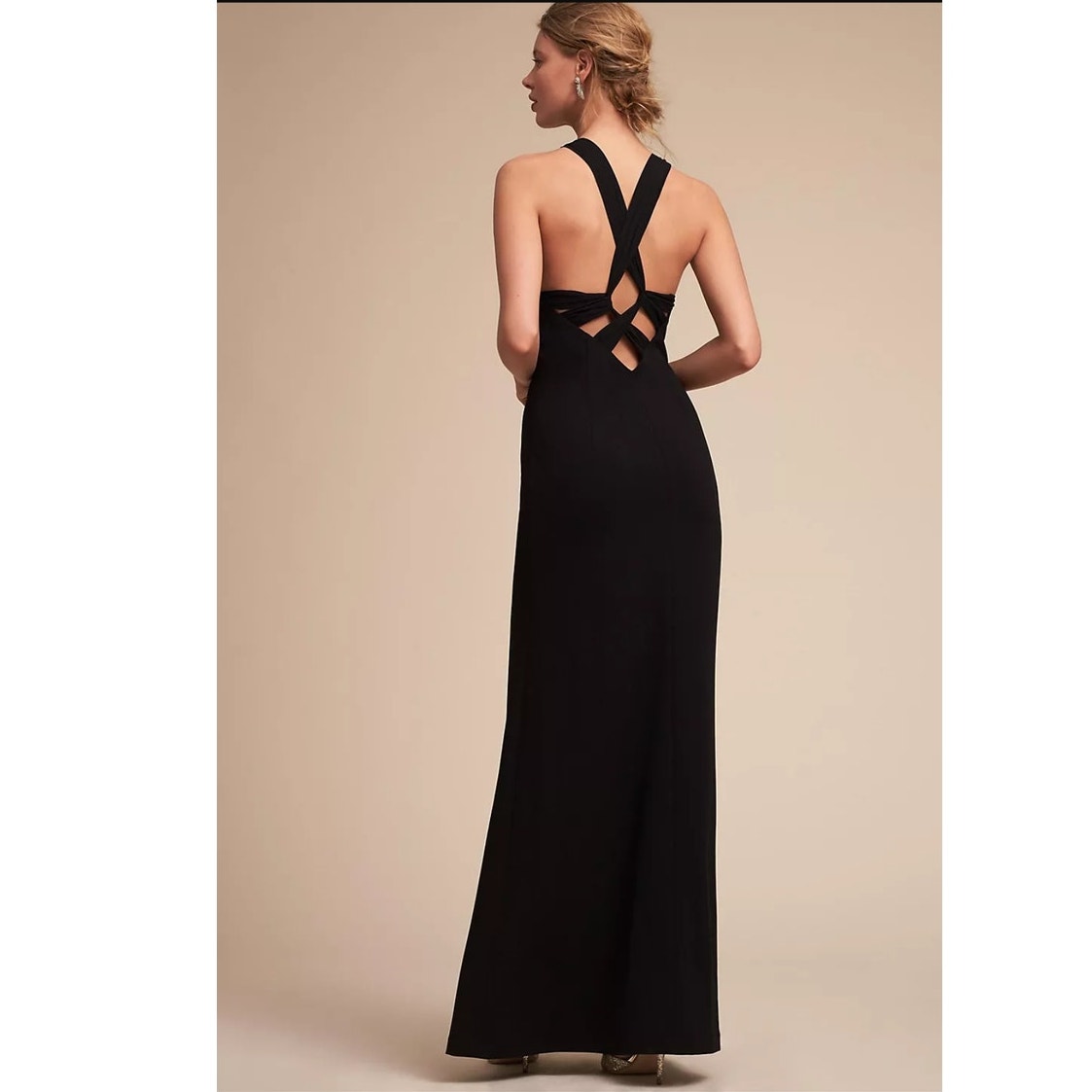 New Anthropologie BHLDN Selina Criss-Cross Crepe Halter Maxi Dress $228 SIZE 2