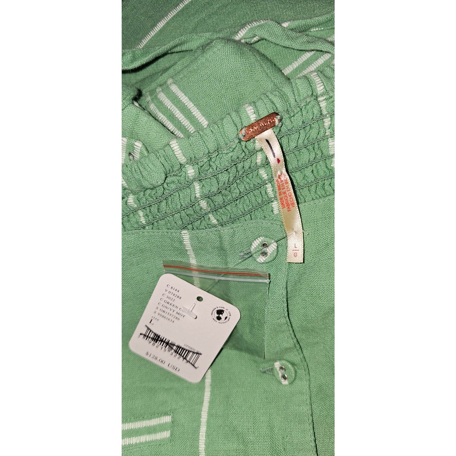 New Free People Casual Friday Pants Tank Set FREE-EST $128 LARGE Green Striped