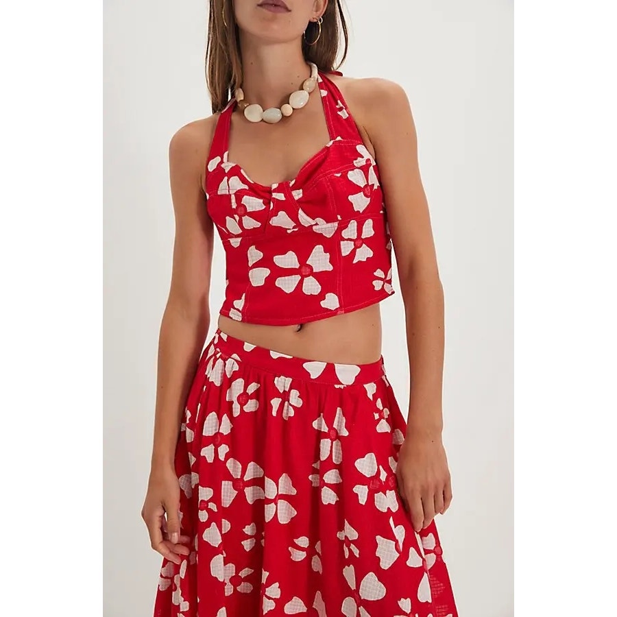 Free People Keepsake Set Midi Skirt Halter Top