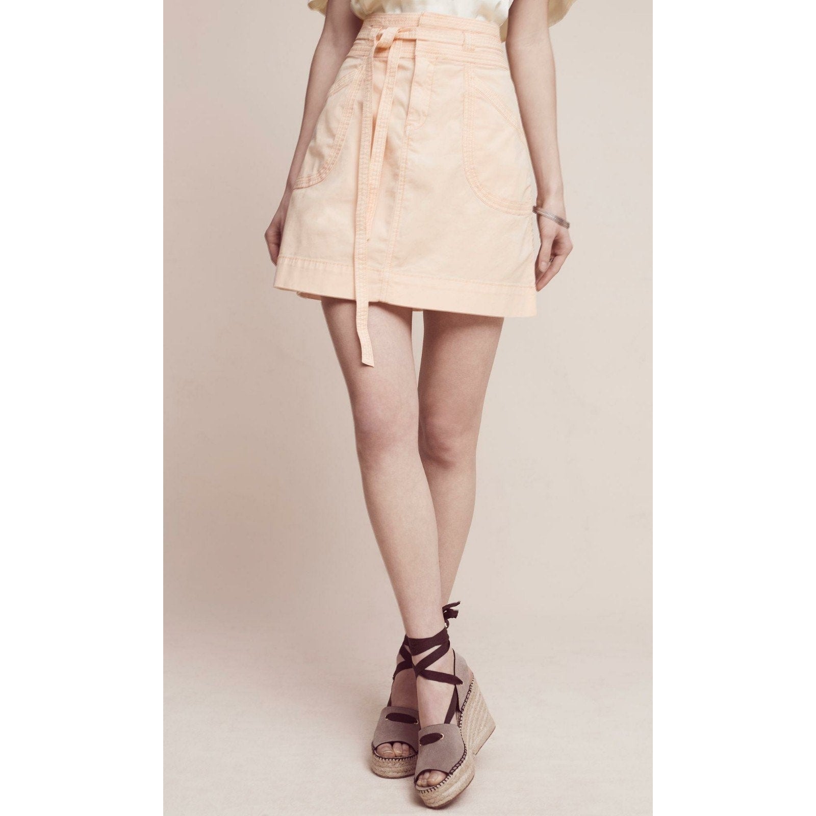 NEW Anthropologie by Pilcro Washed Chino Mini Skirt $88 Pink Size 4