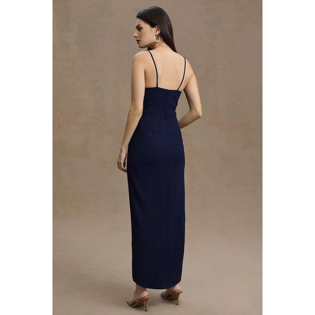New Anthropologie BHLDN Lyra V-Neck Faux-Wrap Stretch Crepe Midi Dress $198 Sz 8