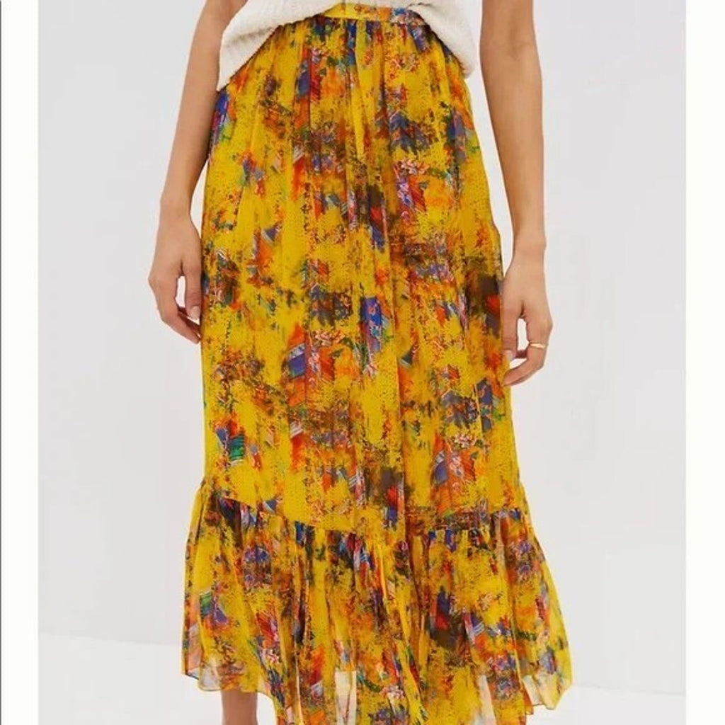 NEW Anthropologie by Payal Jain Meredith Organza Maxi Skirt Sz Small Abstract