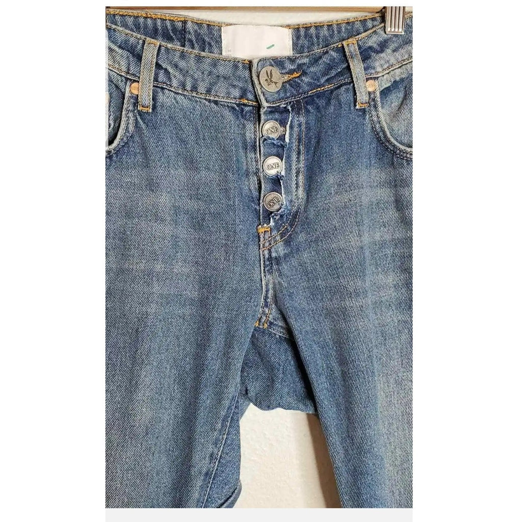 One Teaspoon Saints Distressed Jeans Size 25 Baggy Boyfriend Frayed Holes Loose