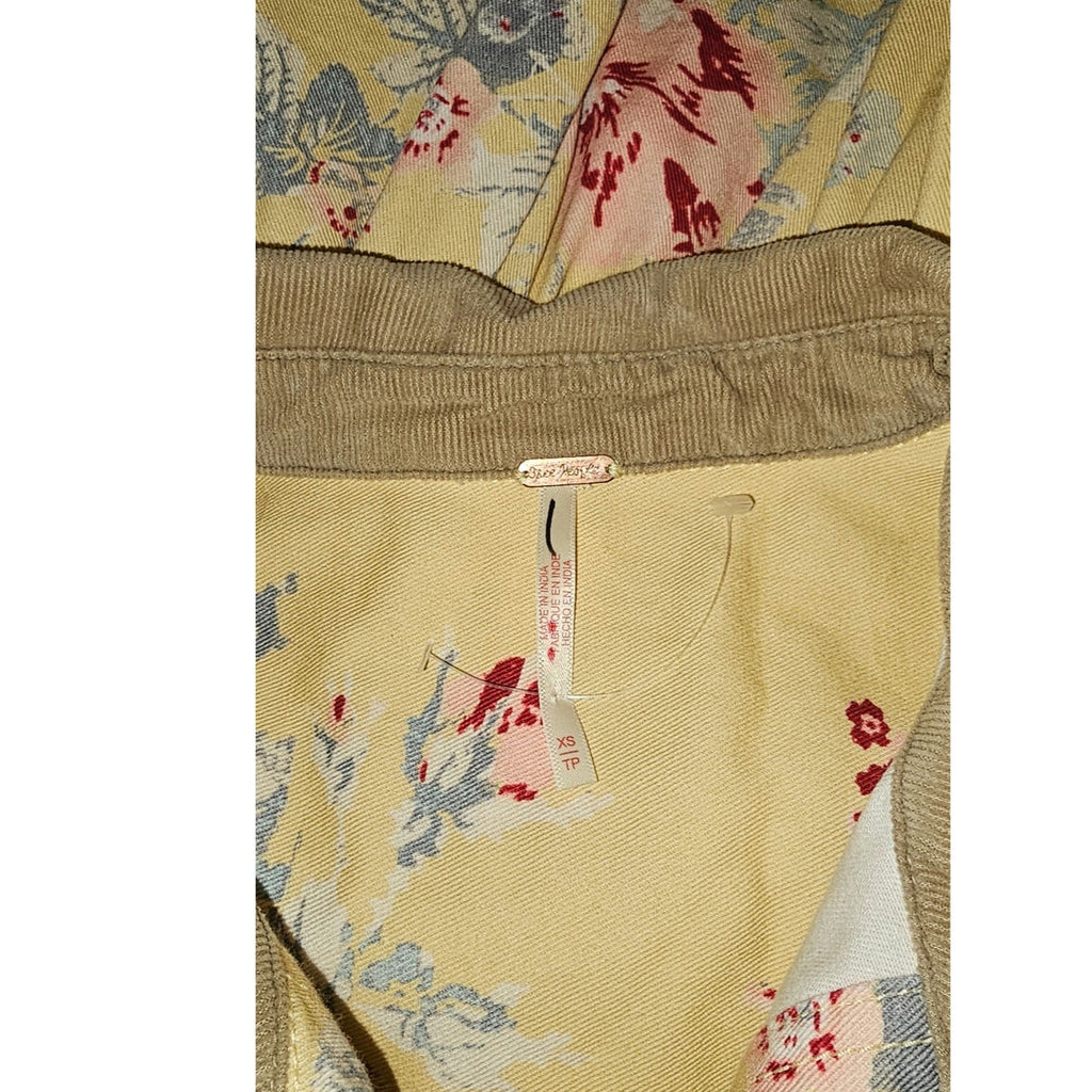 New Free People Connor Floral Printed Mini Dress $168 X-SMALL Yellow Boho Button