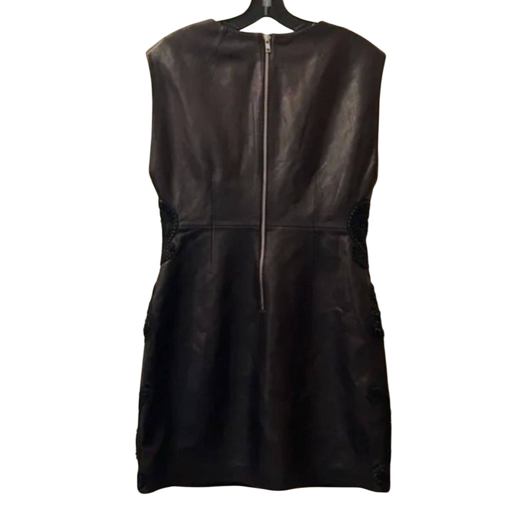 New FREE PEOPLE City Slicker Leather Mini Dress $698 SIZE 10 Black