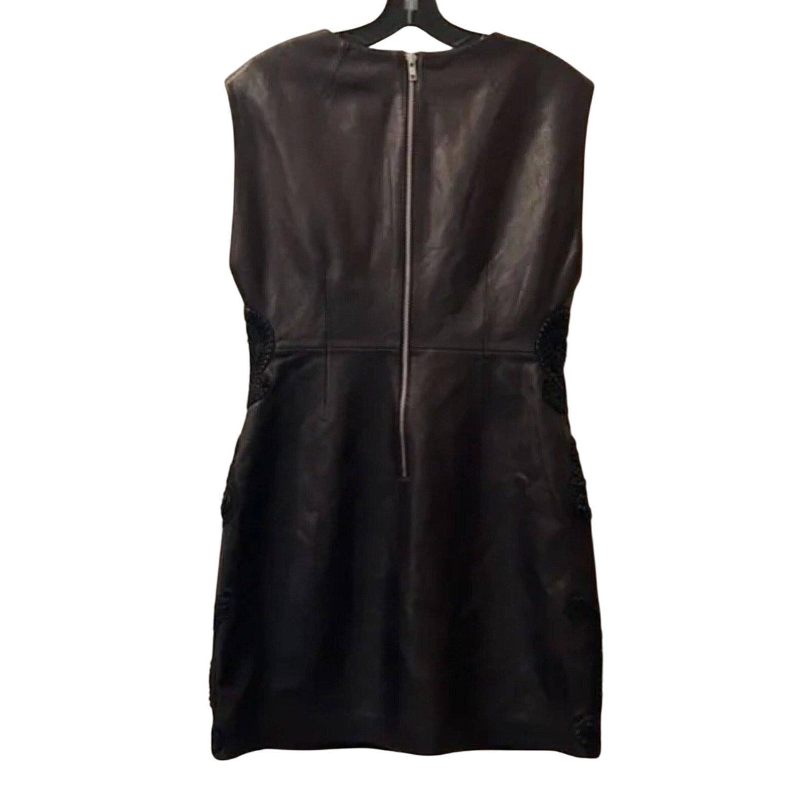 New FREE PEOPLE City Slicker Leather Mini Dress $698 SIZE 10 Black
