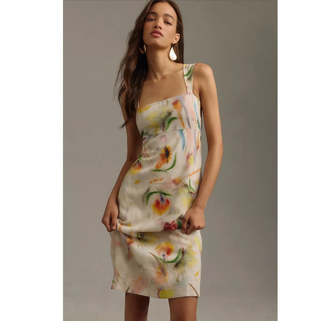 Anthropologie Klaas Jonkman Sleeveless Square-Neck Linen Midi Dress $148  3X