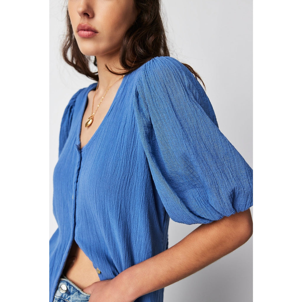 New Free People Jen's Pirate Booty Paraguay Button Maxi Gown $252 MEDIUM Blue