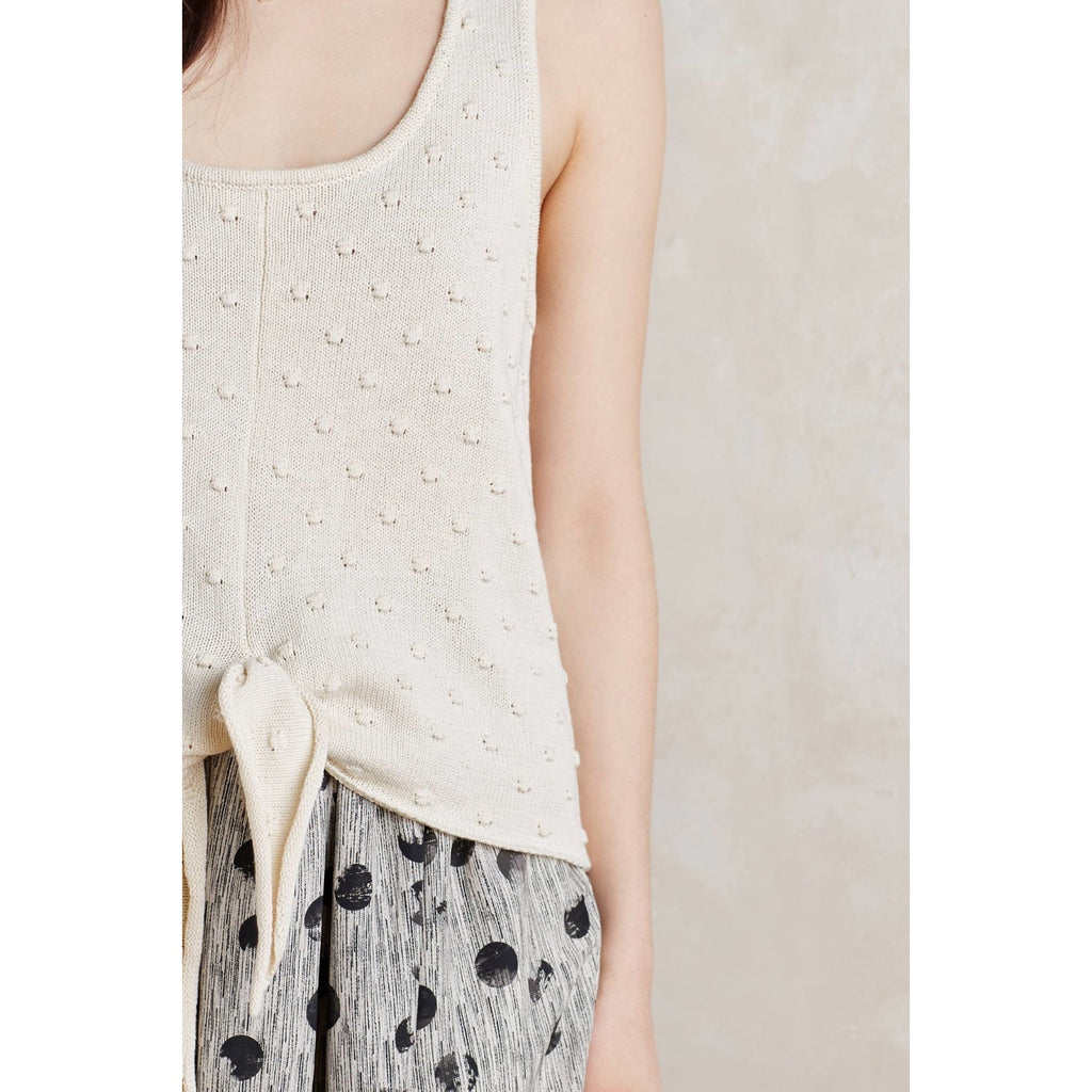 NEW Anthropologie Callahan $118 Women's Ivory Dot-embossed Knit Tank Top Large