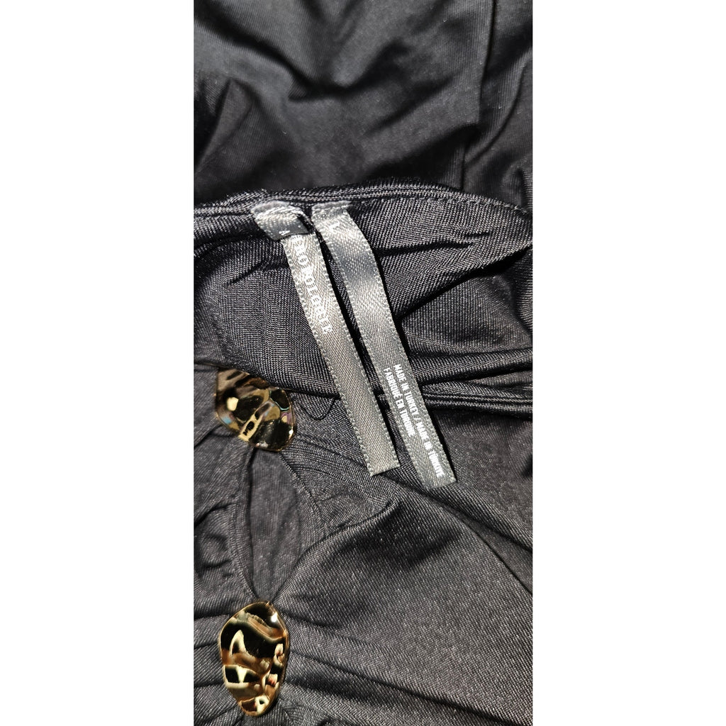 By Anthropologie Sleeveless Hardware Ruched Midi Dress LARGE Black Anthropologie