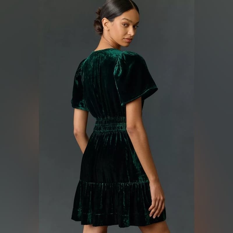 New Anthropologie The Somerset Mini Dress: Velvet Edition $168 XXS - 00 Holly