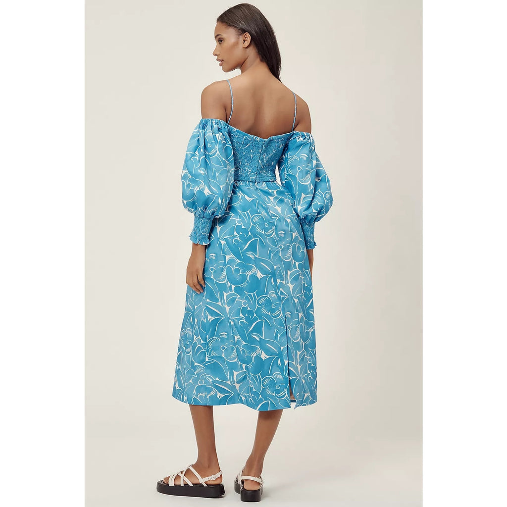 ANTHROPOLOGIE Hope for Flowers by Tracy Reese Off-the-Shoulder Midi Dress Sm Anthropologie