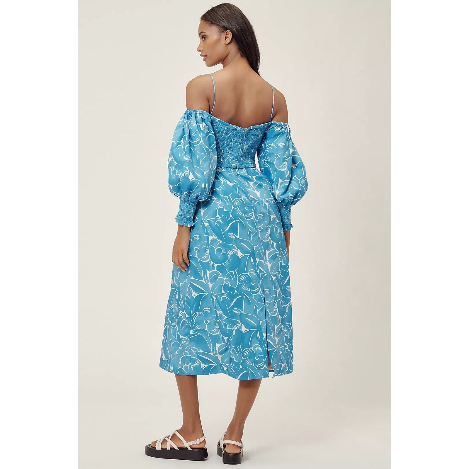 ANTHROPOLOGIE Hope for Flowers by Tracy Reese Off-the-Shoulder Midi Dress Sm Anthropologie