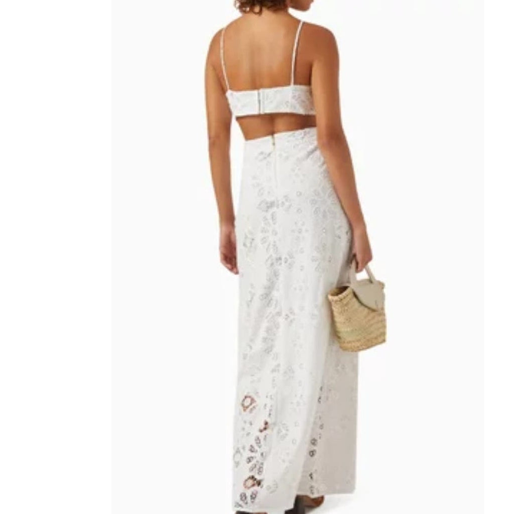 New Free People Especia Memoria Lace Maxi Dress $350 SMALL Off-White Keyhole