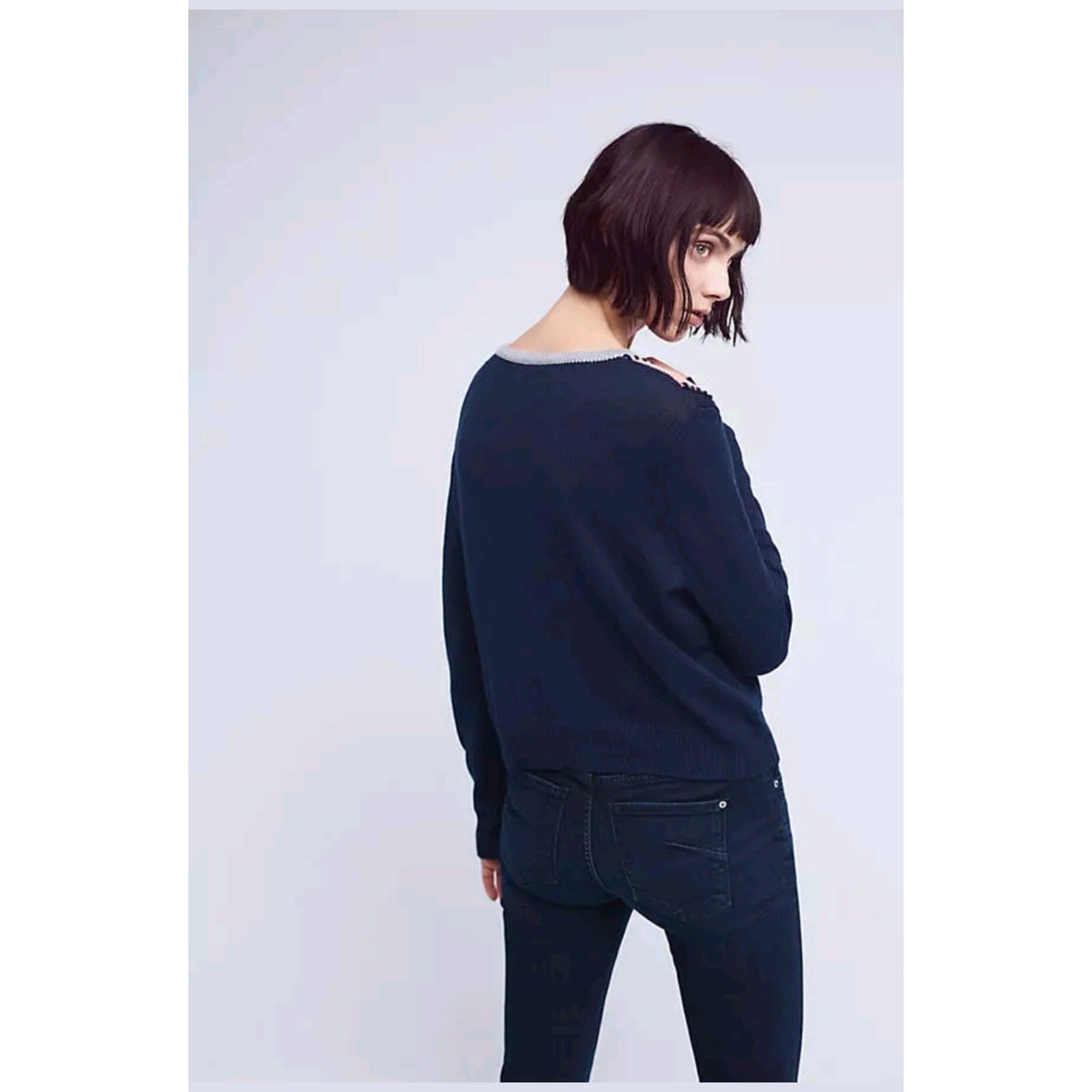 NEW $128.00 Anthropologie Cropped Colorblock Cardigan By Lili's Closet Sz Small