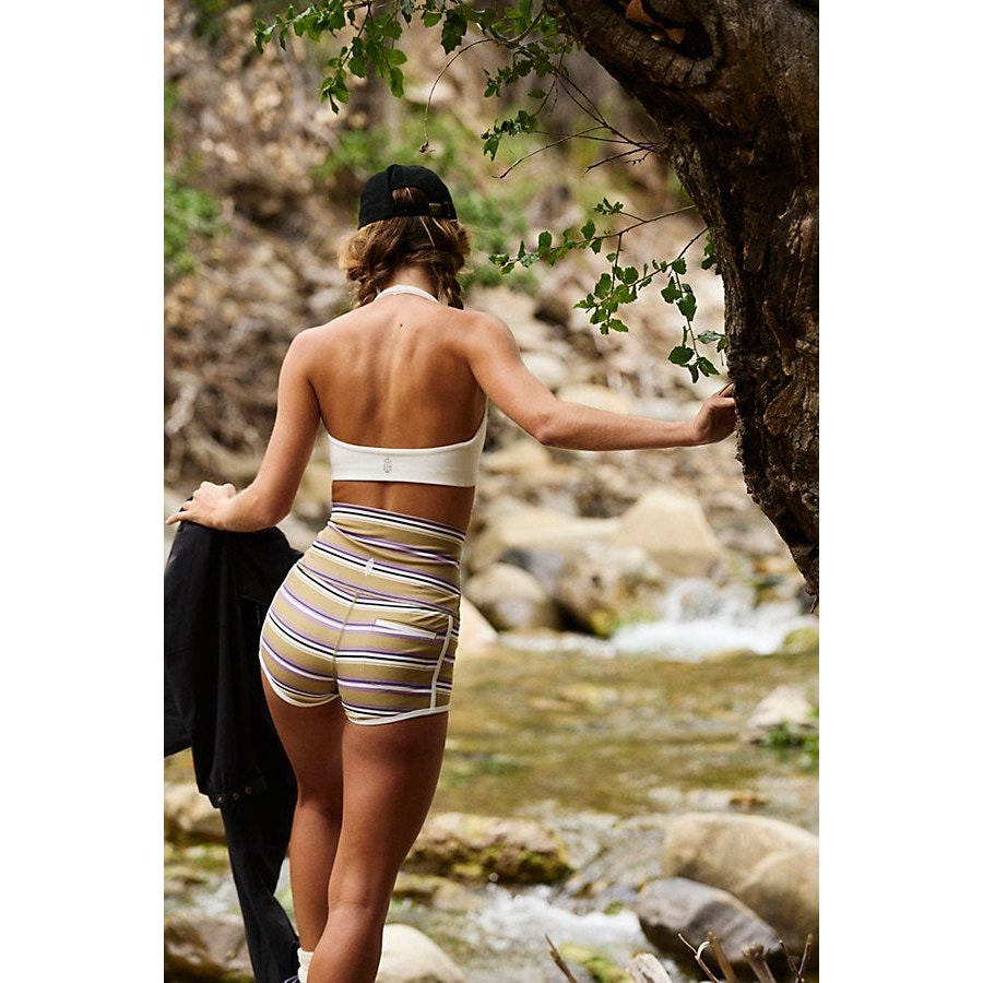 FREE PEOPLE MOVEMENT Island Time Printed Shorts SMALL Dune Combo Free People