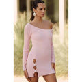 Anthropologie La Porte Minny Keyhole Dress MEDIUM Pink Ribbed Knit Anthropologie