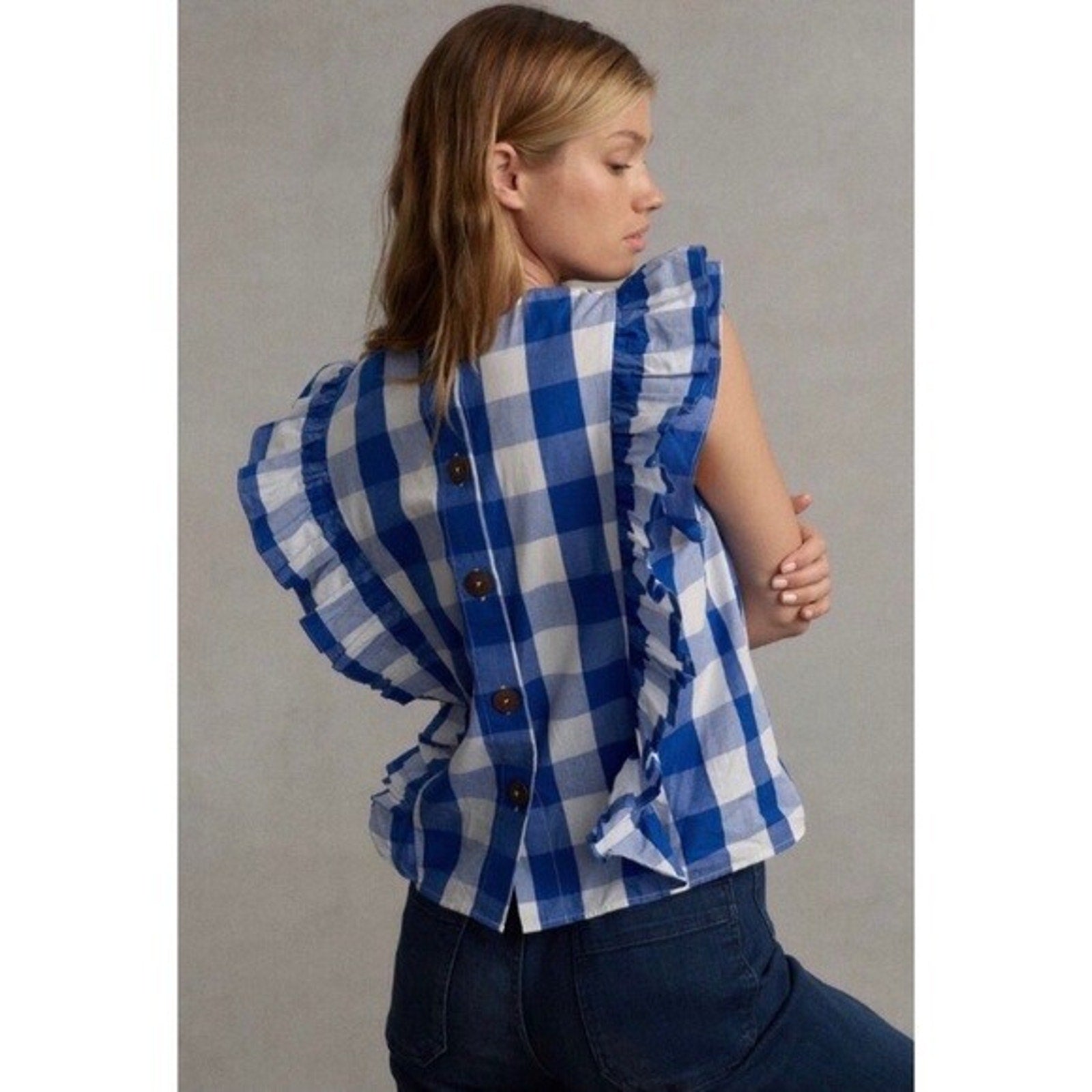 NEW Anthropologie Whit Two Cascade Ruffled Blouse Size Small