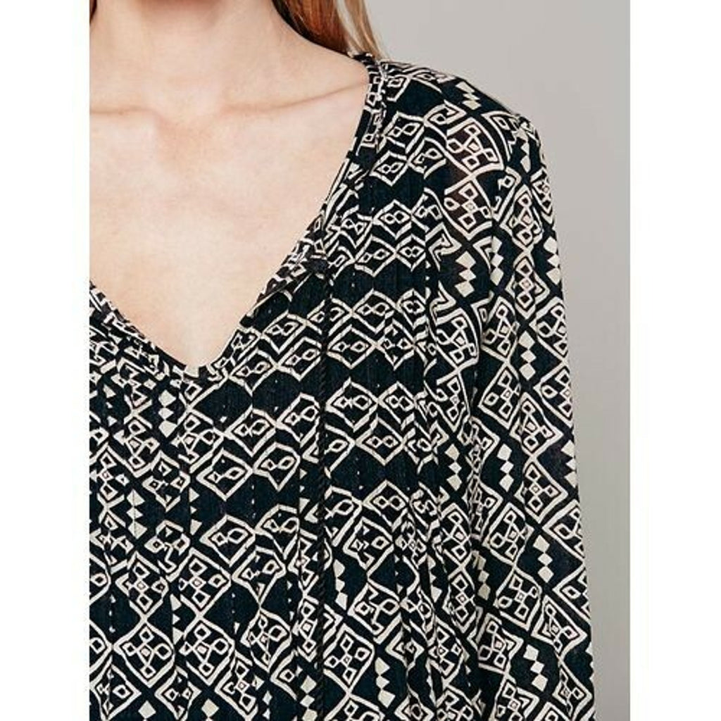 NEW $128 Free People Marlow Print Pintuck Pleat Shift Dress BLACK X-Small XS