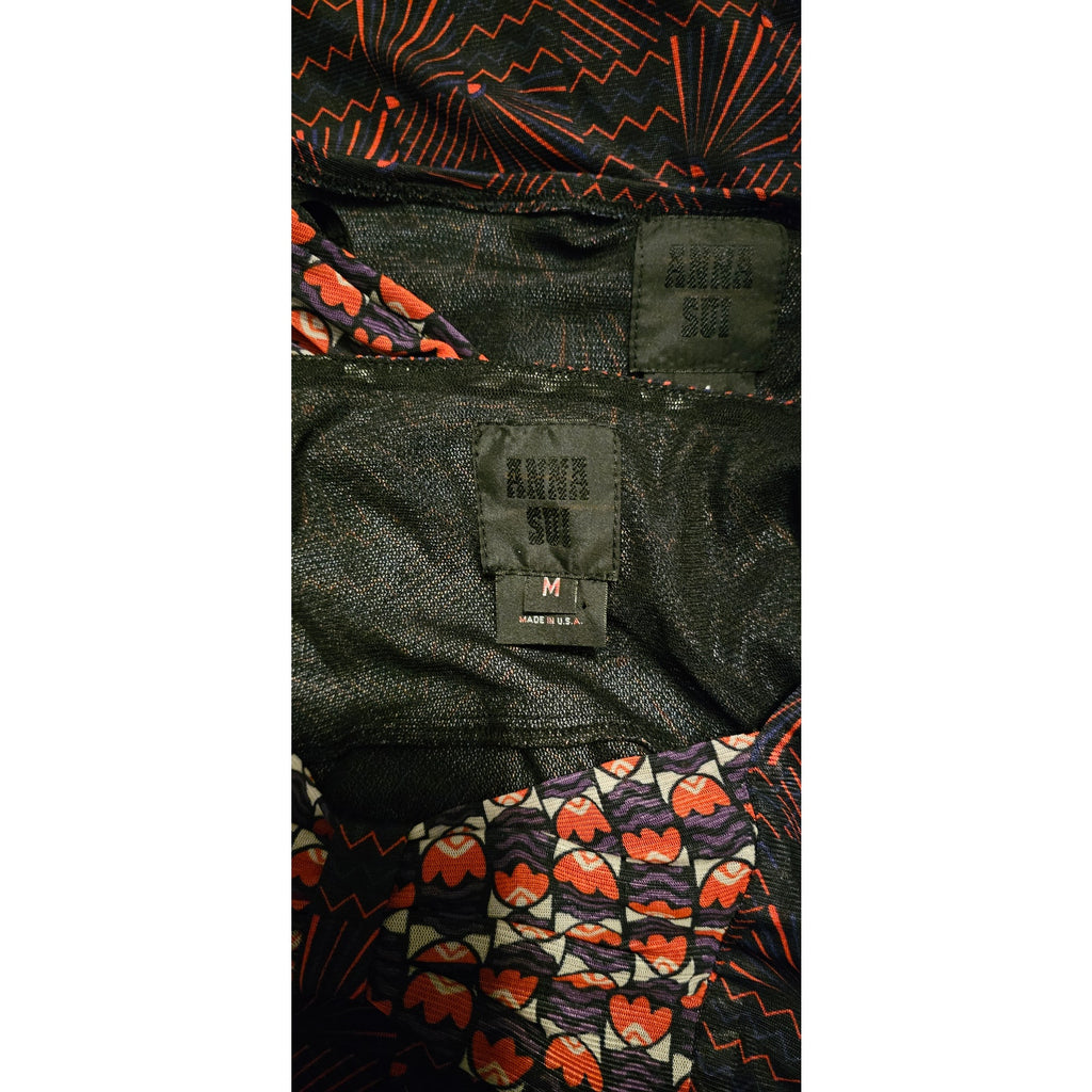 New FREE PEOPLE Anna Sui Sunburst And Tulips Set  $689 MEDIUM Red Motif RUNWAY